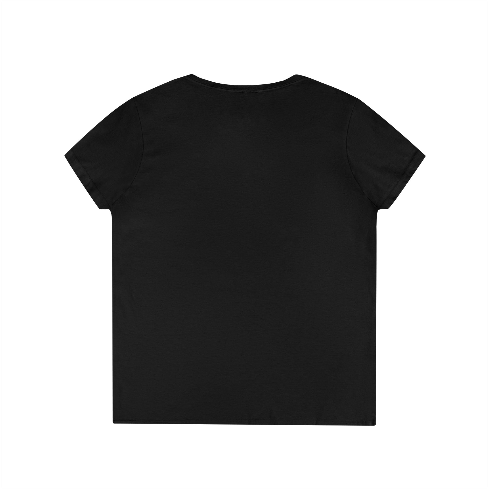 Ladies' V-Neck T-Shirt — "I Don't Wear a Bow, I Wear Steel Toes" Work Boots Graphic